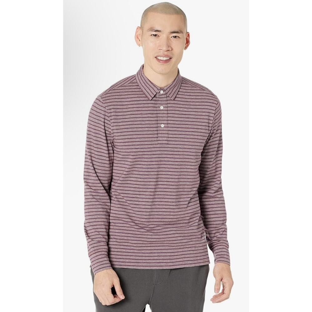 Faherty‎ Long Sleeve Movement Polo in Fremont Stripe small